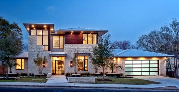Modern Texas residence combines period features with cool blue accents