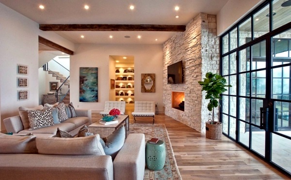 Modern Texas residence combines period features with cool blue accents