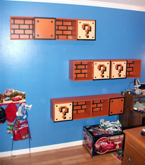 Bookshelves inspired in the children of Super Mario Bookshelves inspired in the children of Super Mario