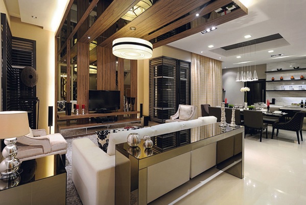 Modern living room furniture with mirror surface Modern living room furniture with mirror surface