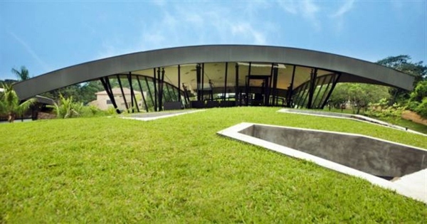 Modern underground hillside houses in Luque, Paraguay