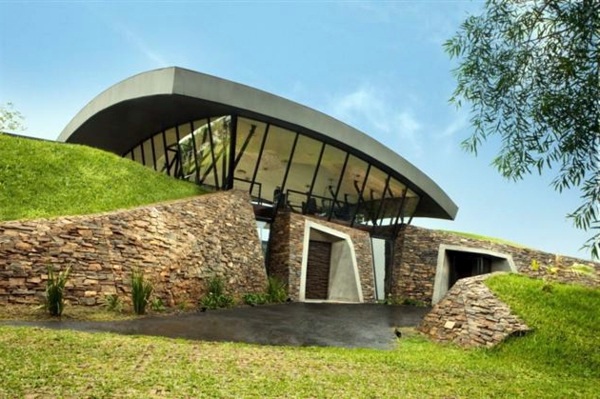 Modern underground hillside houses in Luque, Paraguay