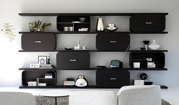 Modern Shelving System Design Wooden - "Cocoon" by Paola Navone