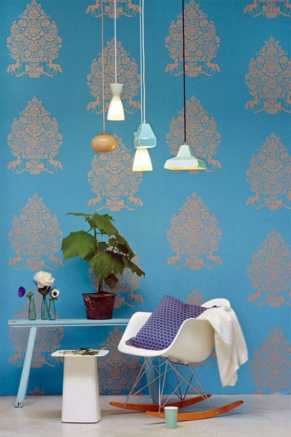 Wandgestaltung - Blue Wallpaper - the perfect Piped in each room
