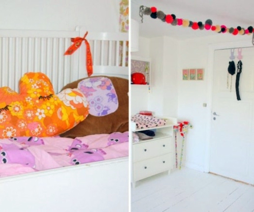Stylish Kids Room Ideas for twin girls in pink, white and red