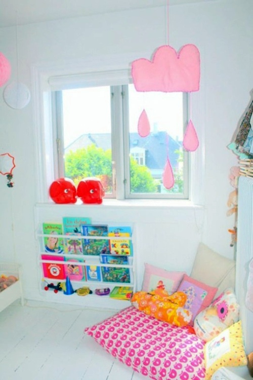 Stylish Kids Room Ideas for twin girls in pink, white and red