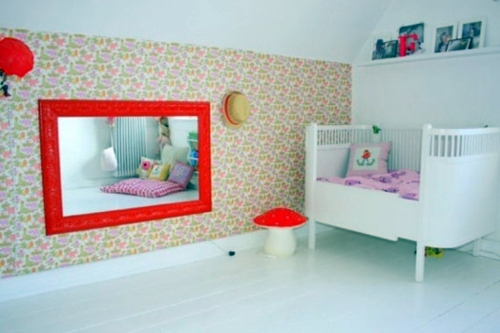 Stylish Kids Room Ideas for twin girls in pink, white and red